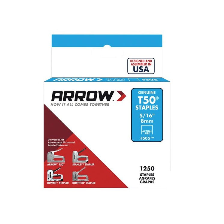 Arrow T50 Staples 8mm (5/16in) (Box 1250)