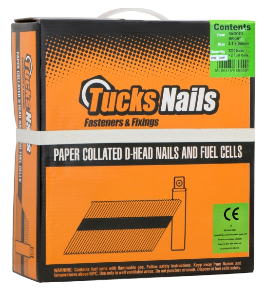 TUCKS NAIL FUEL PACK 3.1X75MM RING BRIGHT 2200+2