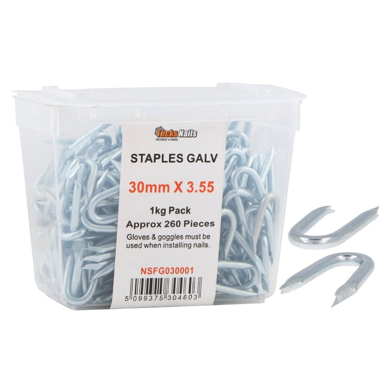 STAPLES GALV 30MM X 3.55 X 1KG