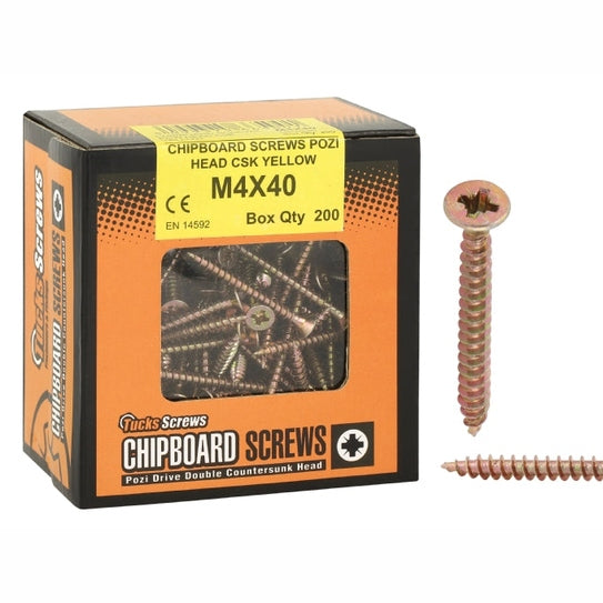 M3X16 YELLOW POZI CHIPBOARD SCREW 200BOX FT