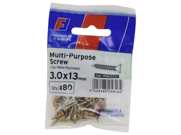 FORGEPACK MULTI PURPOSE SCREW ZP 3.0X13MM PK 50