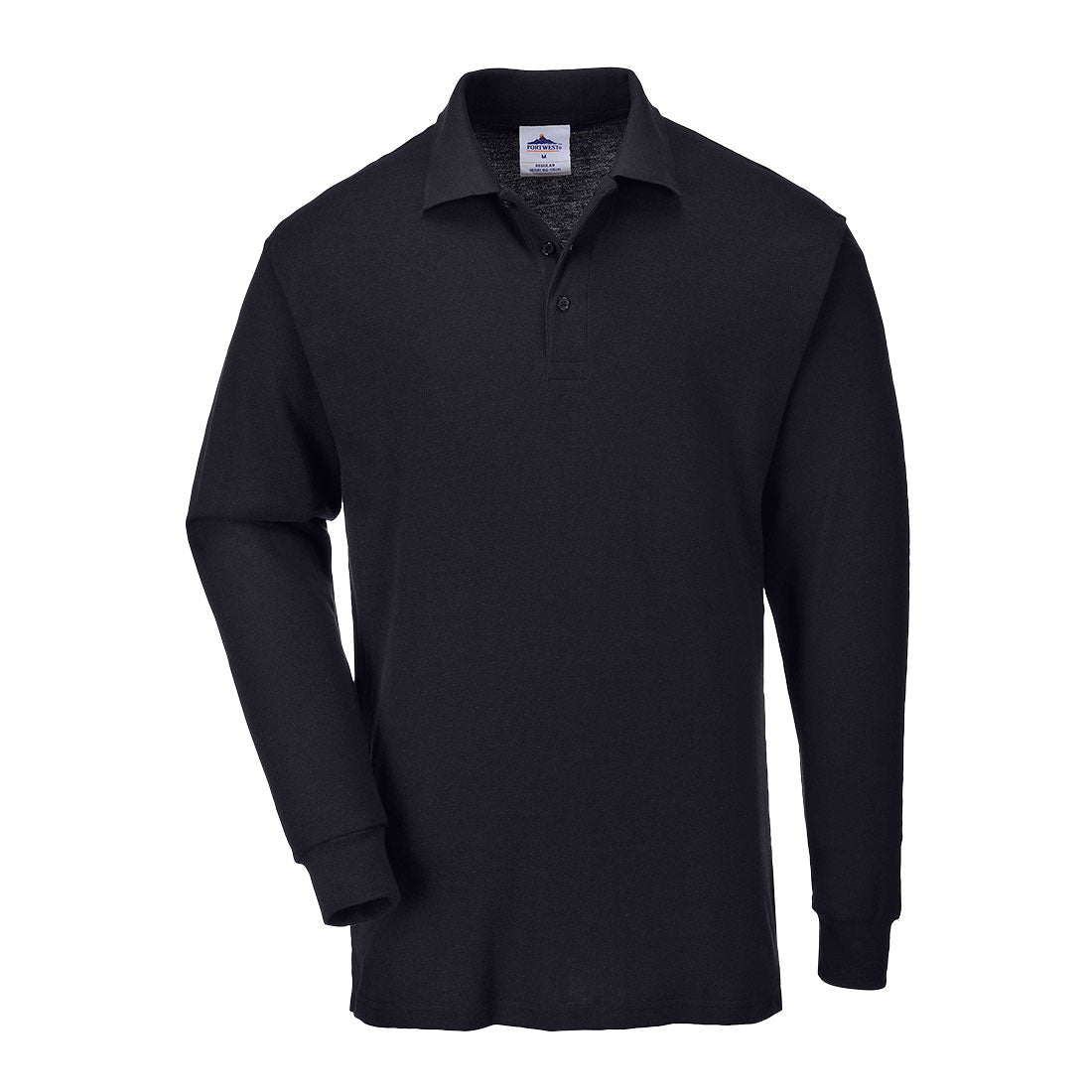 PORTWEST LONG SLEEVED POLO SHIRT - BLACK - MEDIUM