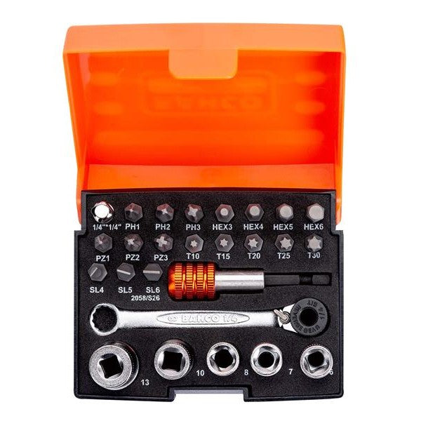 Bahco 2058/S26 1/4in Drive Ratchet Socket Set, 26 Piece