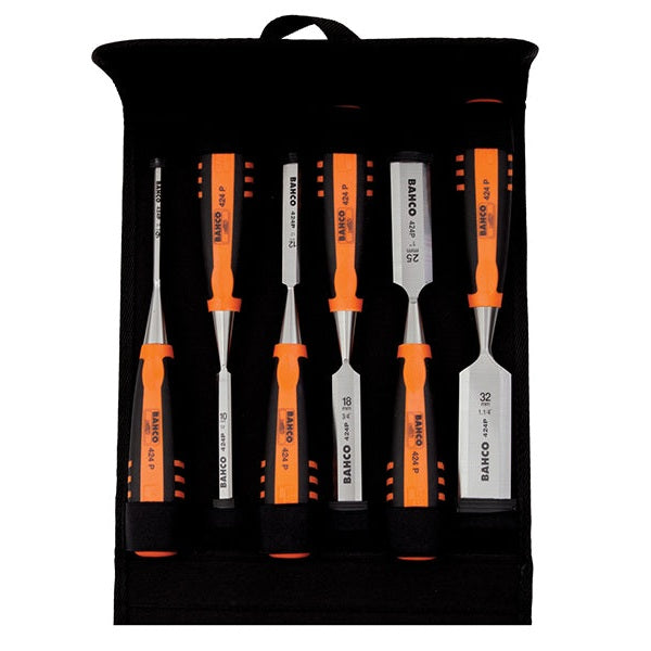 Bahco 424-P Bevel Edge Chisel Set 6 Piece in Pouch