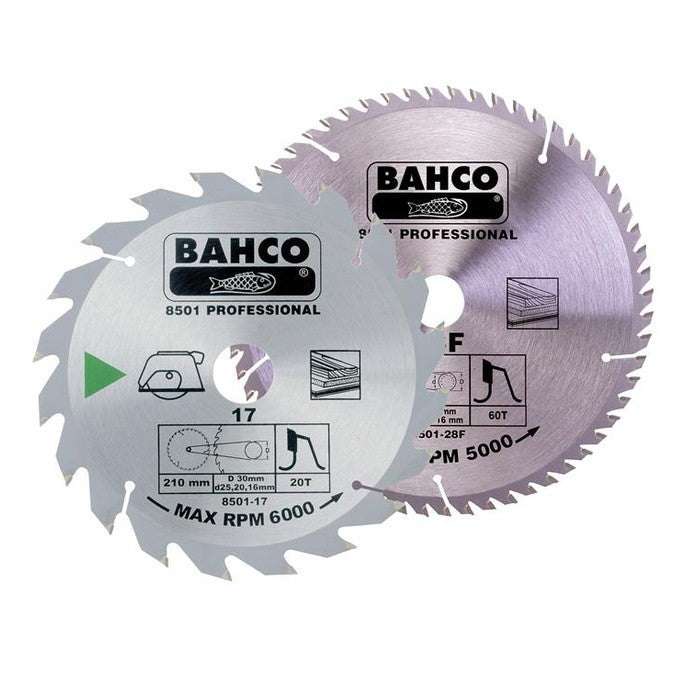 Bahco 8501-23/23F Portable/Table Saw Blade for Wood 235 x 30mm (Pack 2)