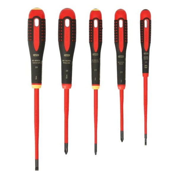 Bahco BE-9881SL ERGO™ Slim VDE Insulated Screwdriver Set, 5 Piece