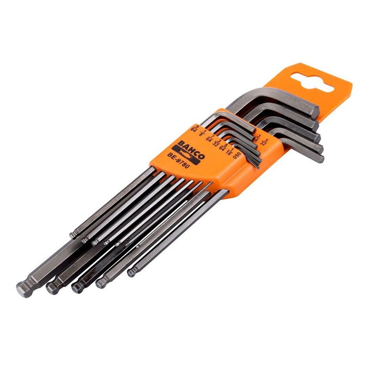 Bahco BE-9780 Imperial Long Ball End Hex L-Key Set, 12 Piece