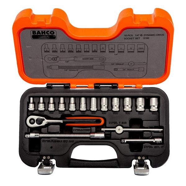 Bahco S160 1/4in Drive Socket Set, 16 Piece