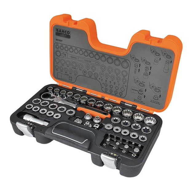 Bahco S530T 1/2in Drive Pass-Through Socket Set, 53 Piece
