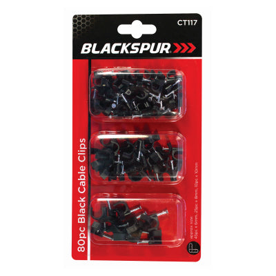 BLACKSPUR 80PC BLACK CABLE CLIPS