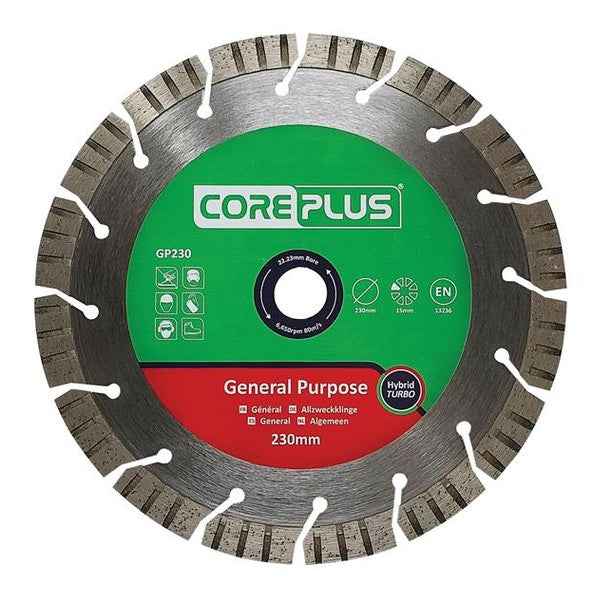 CorePlus GP230 General-Purpose Hybrid Turbo Diamond Blade 230mm - Watson Hire