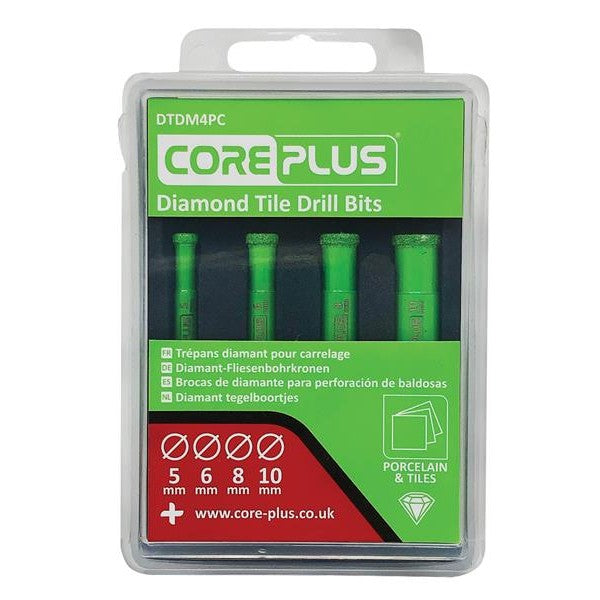 CorePlus DTDM4PC Diamond Tile Drill Bit Set, 4 Piece