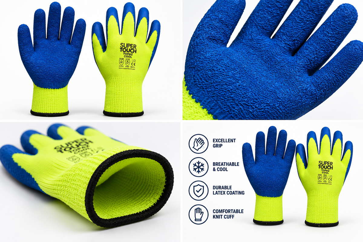SUPERTOUCH TOPAZ COOL CORAL LATEX GLOVES 12 PACK LARGE