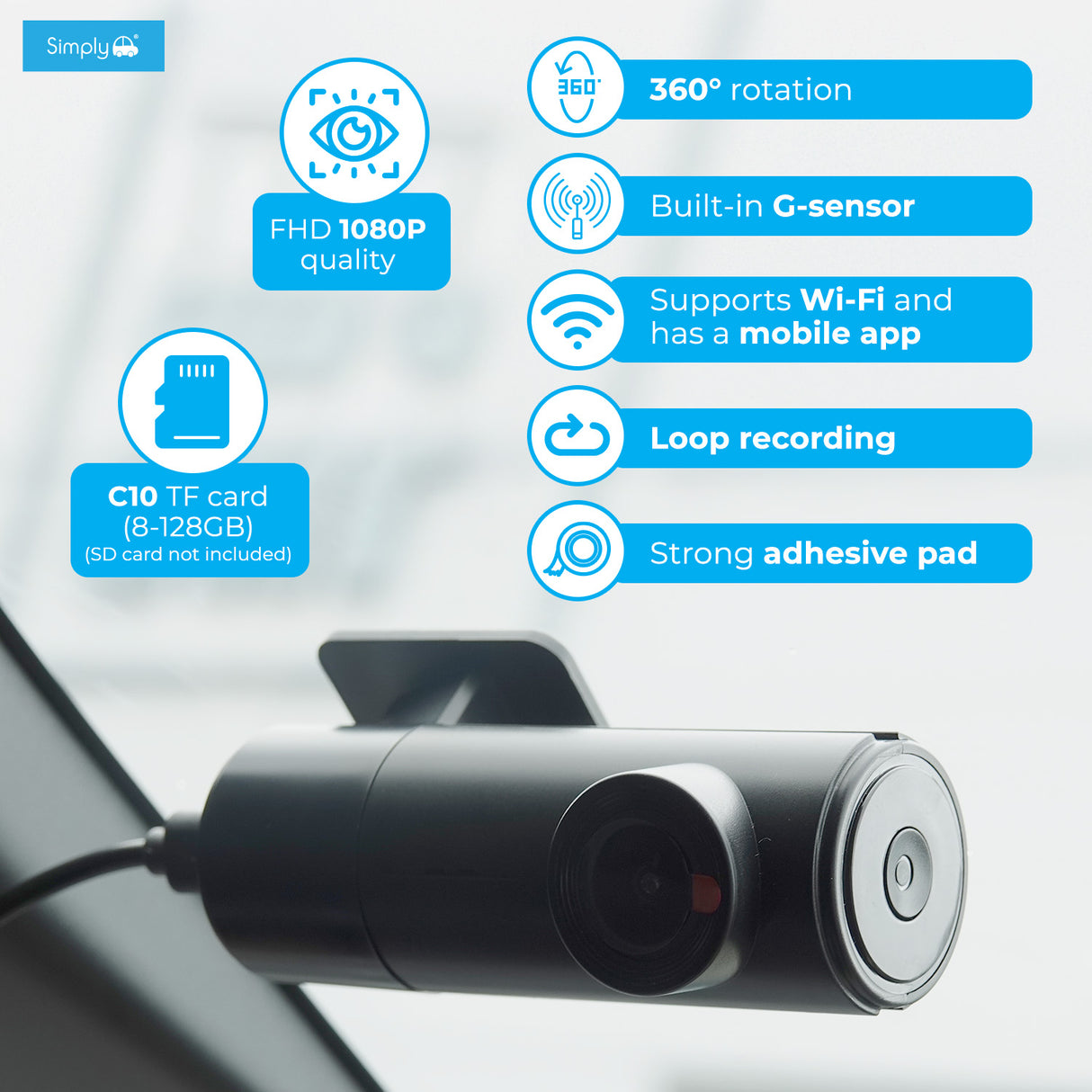 SIMPLY FRONT DASH CAMERA WITH WIFI