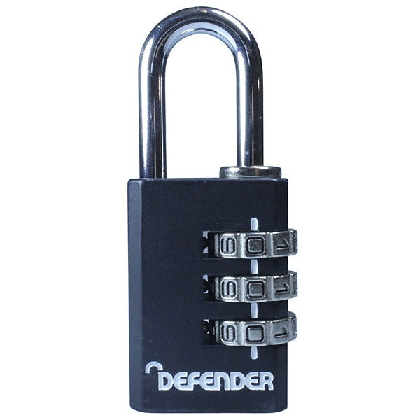 DEFENDER Black Die-Cast Combination Padlock 30mm