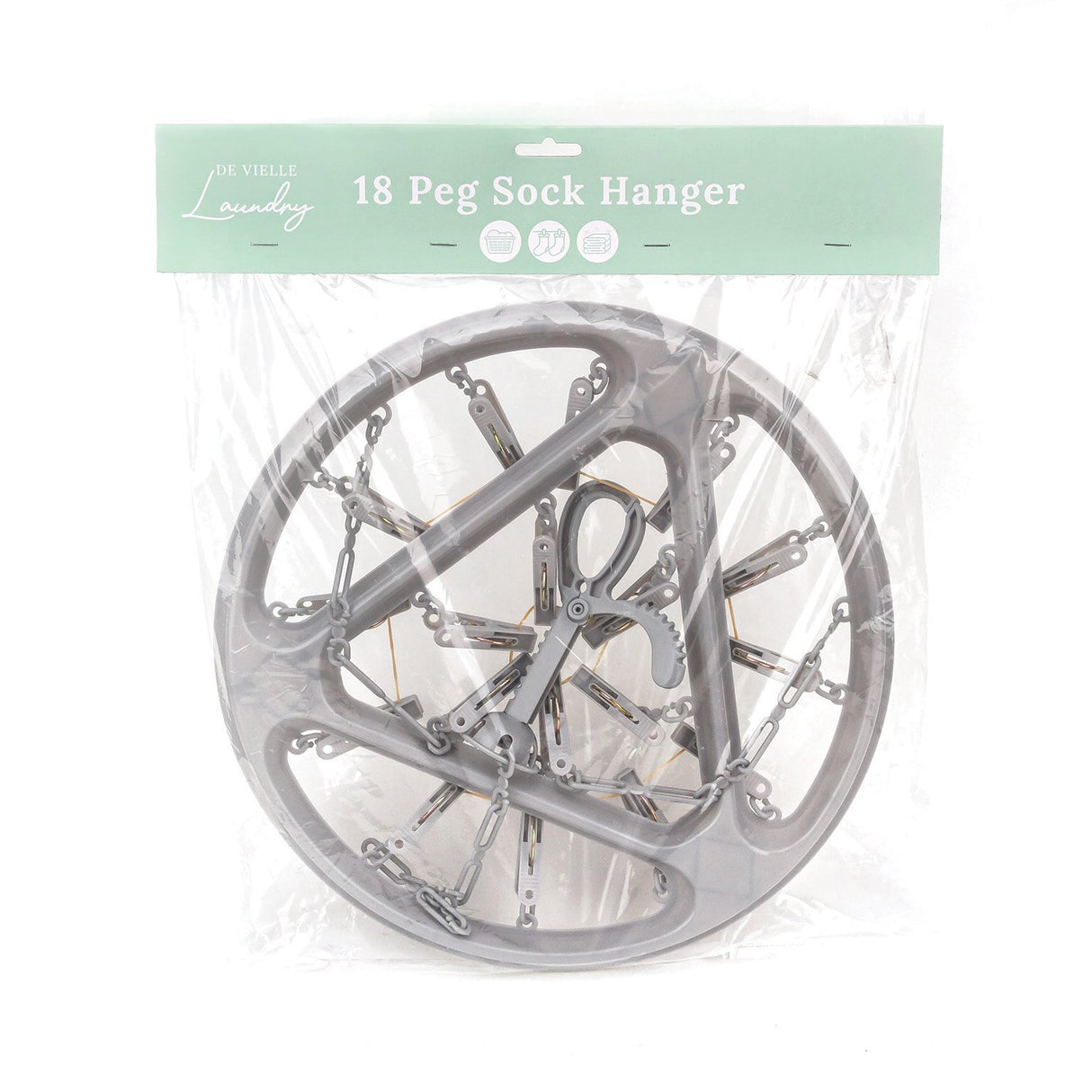 DE VIELLE PLASTIC SOCK HANGER 18 PEGS