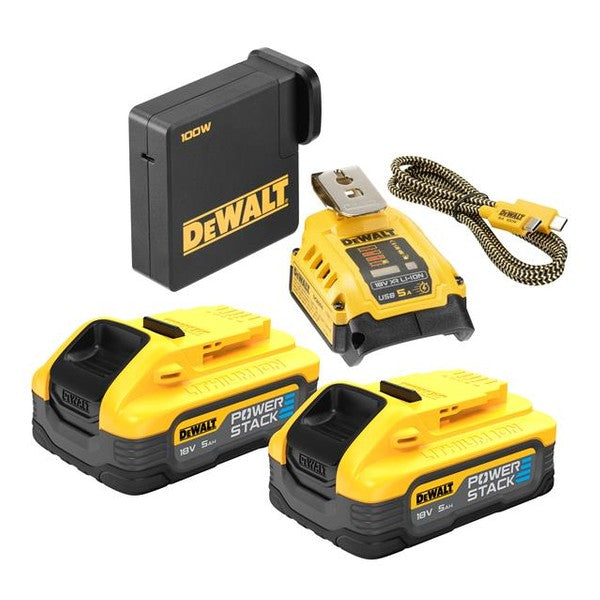 DEWALT USB-C POWERSTACK™ Starter Kit 18V 2 x 5.0Ah Li-ion