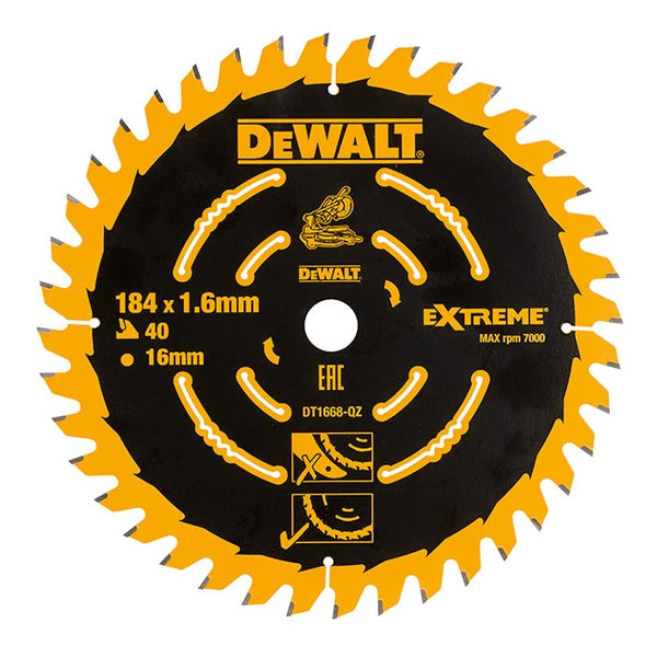 DEWALT Cordless Mitre Saw Blade For DCS365 184 x 16mm x 40T