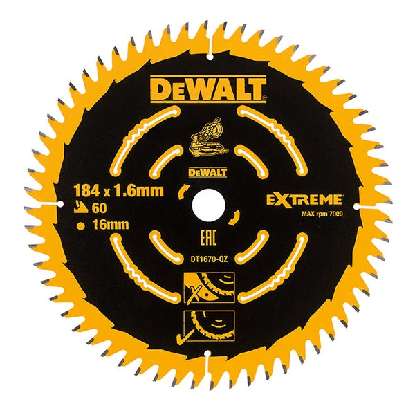 DEWALT Cordless Mitre Saw Blade For DCS365 184 x 16mm x 60T
