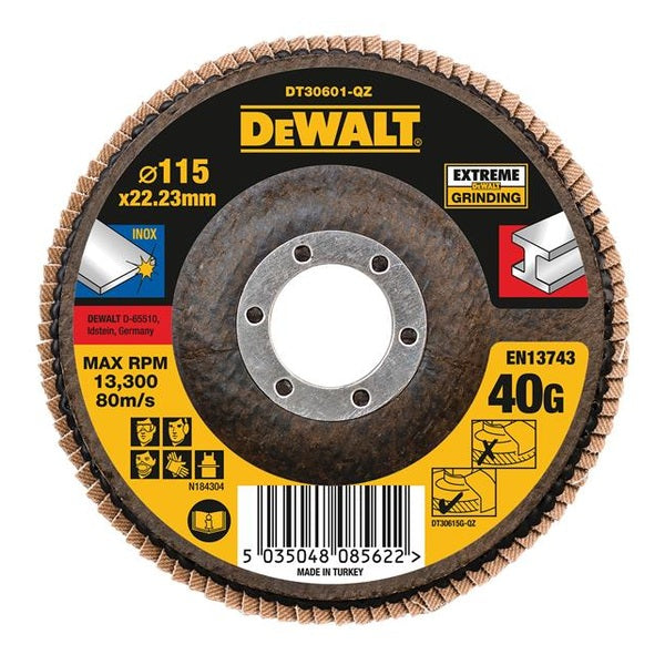 DEWALT Extreme Flap Disc 115 x 22.2mm 40G