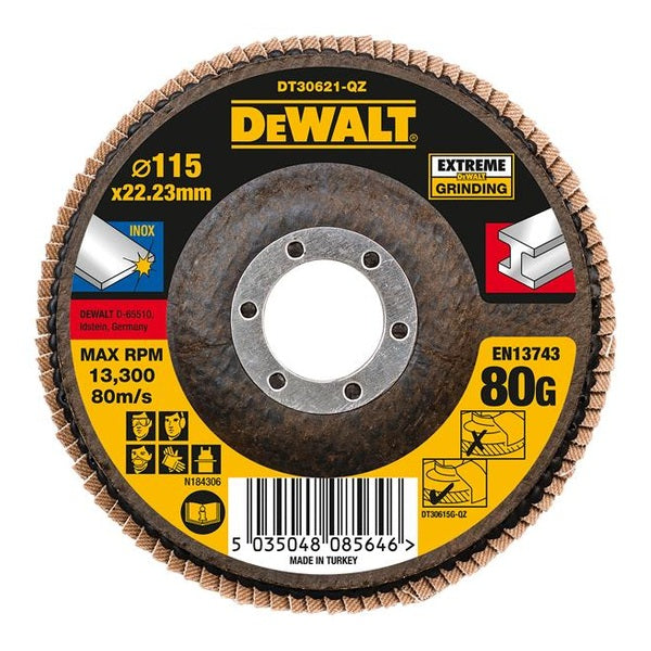 DEWALT Extreme Flap Disc 115 x 22.2mm 80G