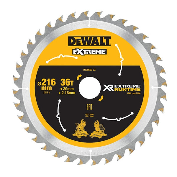 DEWALT XR FlexVolt Circular Saw Blade 216 x 30mm x 36T