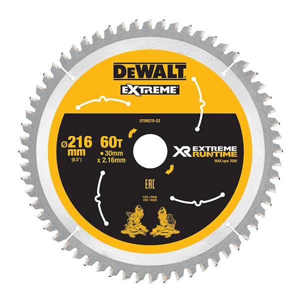 DEWALT XR FlexVolt Circular Saw Blade 216 x 30mm x 60T