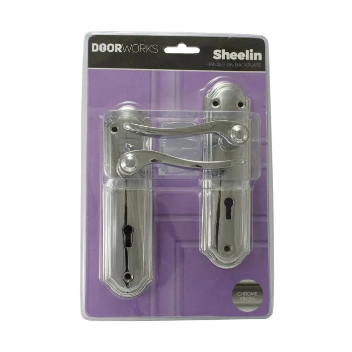 DOORWORKS SHEELIN CHROME LEVER ON PLATE BLISTER