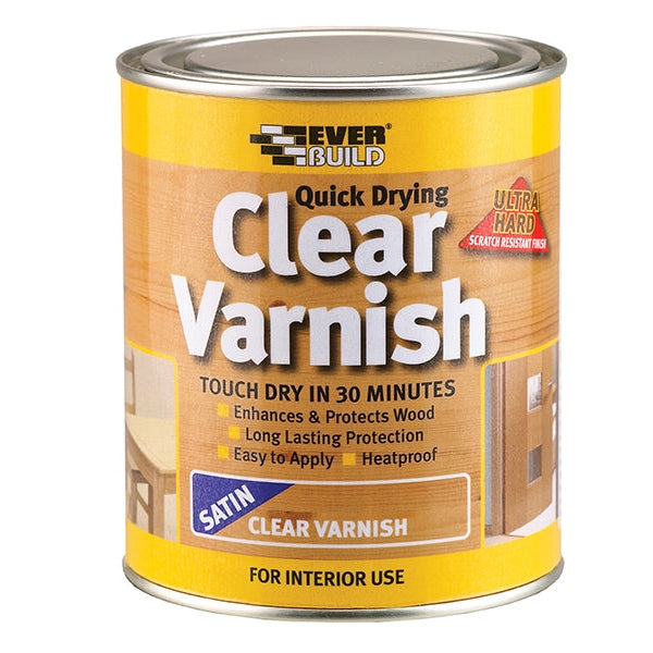 Everbuild Sika Quick Dry Wood Varnish Satin Clear 750ml