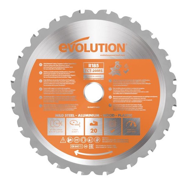 Evolution Multi-Material Mitre Saw Blade 185 x 20mm x 20T