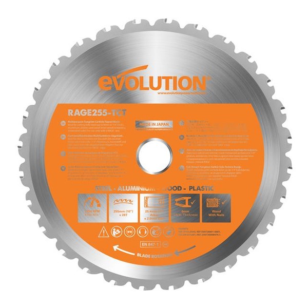 Evolution Multi-Material Mitre Saw Blade 255 x 25.4mm x 28T