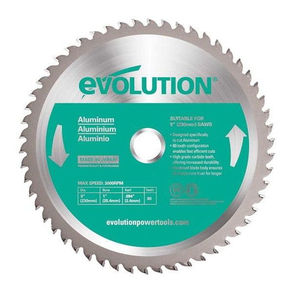 Evolution Aluminium Cutting Mitre Saw Blade 230mm 80T - Watson Hire
