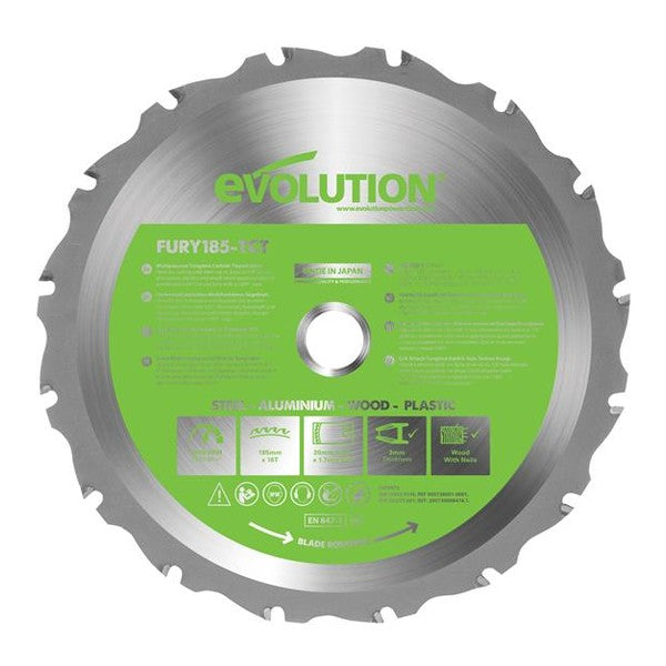 Evolution FURY® Multi-Purpose TCT Circular Saw Blade 185 x 20mm x 16T