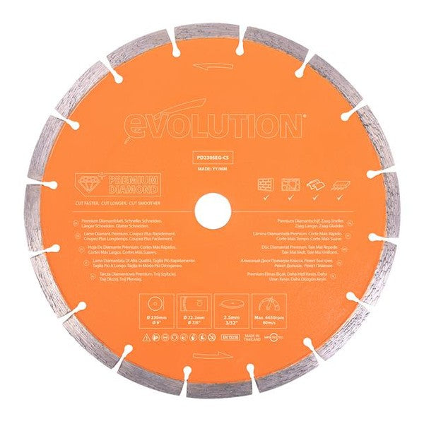 Evolution Premium Diamond Disc Cutter Blade 230 x 22.2mm - Watson Hire