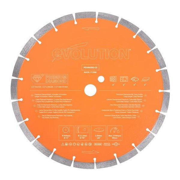 Evolution Premium Diamond Disc Cutter Blade 300 x 22.2mm
