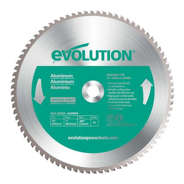 Evolution Aluminium Cutting Chop Saw Blade 355 x 25.4mm x 80T - Watson Hire