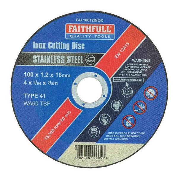 Faithfull Inox Cutting Disc 100 x 1.2 x 16mm