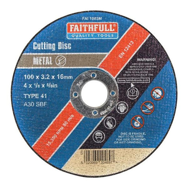 Faithfull Metal Cut Off Disc 100 x 3.2 x 16mm