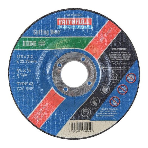 Faithfull Depressed Centre Stone Cutting Disc 115 x 3.2 x 22.23mm
