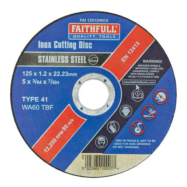 Faithfull Inox Cutting Disc 125 x 1.2 x 22.23mm