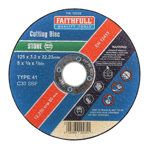 Faithfull Stone Cut Off Disc 125 x 3.2 x 22.23mm - Watson Hire