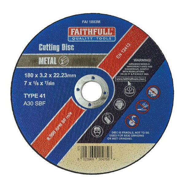 Faithfull Metal Cut Off Disc 180 x 3.2 x 22.23mm
