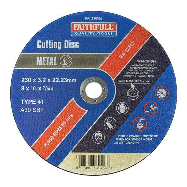 Faithfull Metal Cut Off Disc 230 x 3.2 x 22.23mm