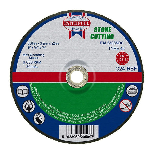 Faithfull Depressed Centre Stone Cutting Disc 230 x 3.2 x 22.23mm