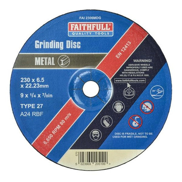 Faithfull Depressed Centre Metal Grinding Disc 230 x 6.4 x 22.23mm