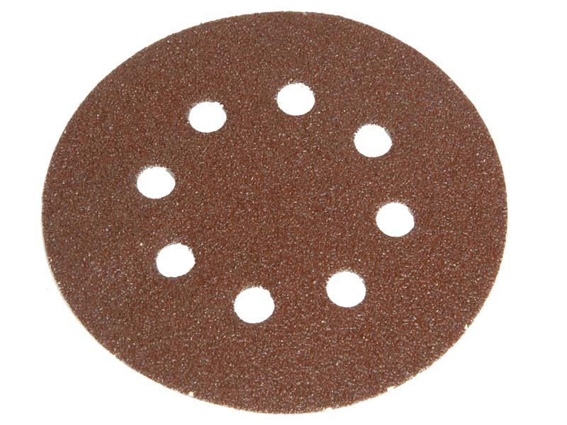 Faithfull Hook & Loop Sanding Disc DID3 Holed 125mm x 80G (Pack 5)