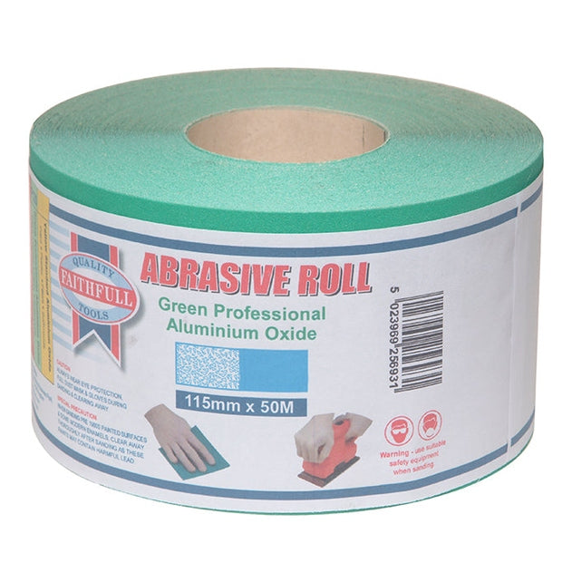 Faithfull Aluminium Oxide Sanding Paper Roll Green 115mm x 50m 60G