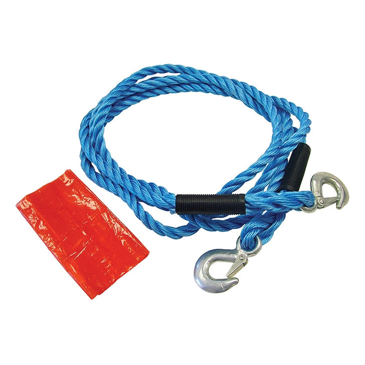 Faithfull Tow Rope 4m Metal Hooks 2 Tonne