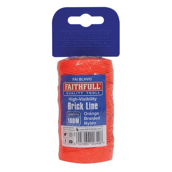 Faithfull Hi-Vis Nylon Brick Line 100m (330ft) Orange