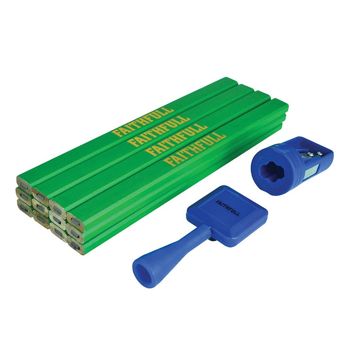 Faithfull Carpenter's Pencil Kit Green / Hard (Pack 12)